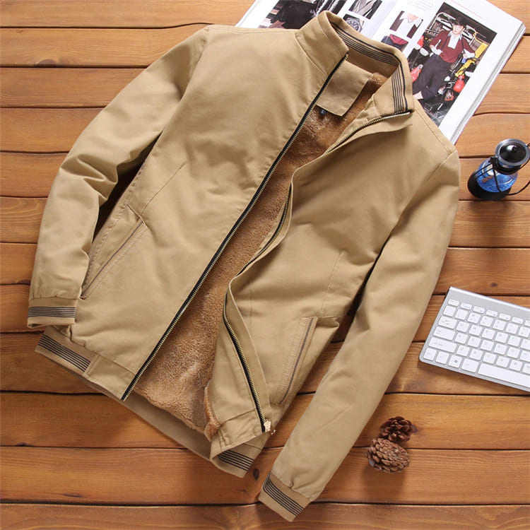 Jaqueta Masculina Slim de Lã Casual Inverno Fleece Bomber Streetwear