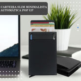 Carteira Minimalista Antifurto Automática Pop Up Com Porta Cédulas e Cartões Anti RFID Blocking
