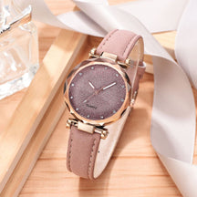 Relógio Feminino de Pulso Analógico Quartzo Casual com Pulseira Céu Estrelado