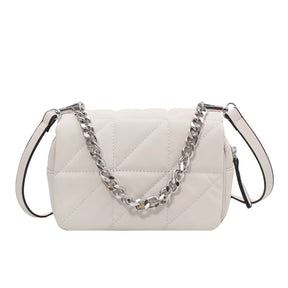 Bolsa de Ombro Feminina Tiracolo de Couro Sintético com Alça Corrente Luxury Style