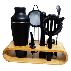 Kit Bartender Barman Coqueteleira Profissional 11 Pçs Inox Preto Fosco Drinks Coquetéis 550ML