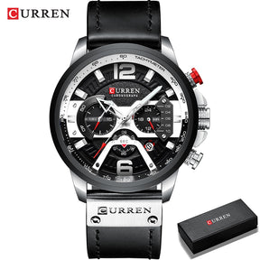 Relógio Masculino Analógico Pulseira de Couro Top Brand Luxury Curren