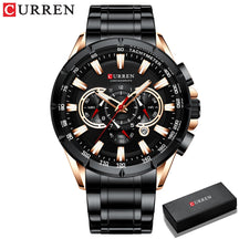 Relógio Masculino Analógico Esporte Casual com Pulseira de Aço Inoxidável New Luminous Curren