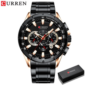 Relógio Masculino Analógico Esporte Casual com Pulseira de Aço Inoxidável New Luminous Curren