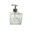 Kit Porta Sabonete Líquido Vidro Cubo Transparente 350ml Válvula Luxo Cromada