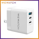 Carregador Carga Rápida 65W USB-A e USB-CCarregador Portátil Wewatch Plugue Retrátil USB Tipo C Bivolt GaN