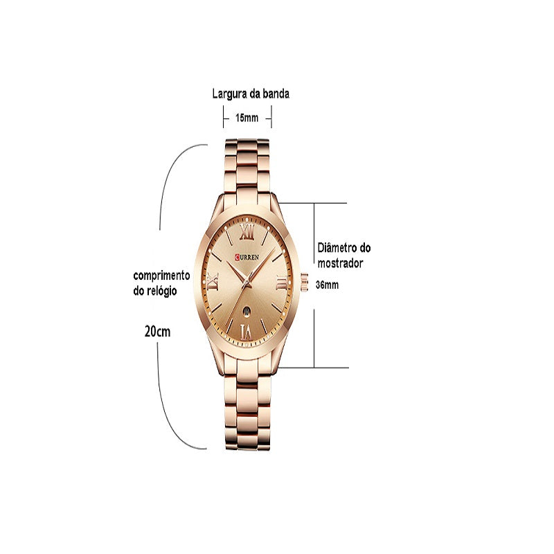Relógio de Pulso Feminino Luxo Curren