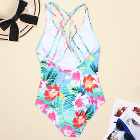 Maiô de Banho Estampado com Decote em V