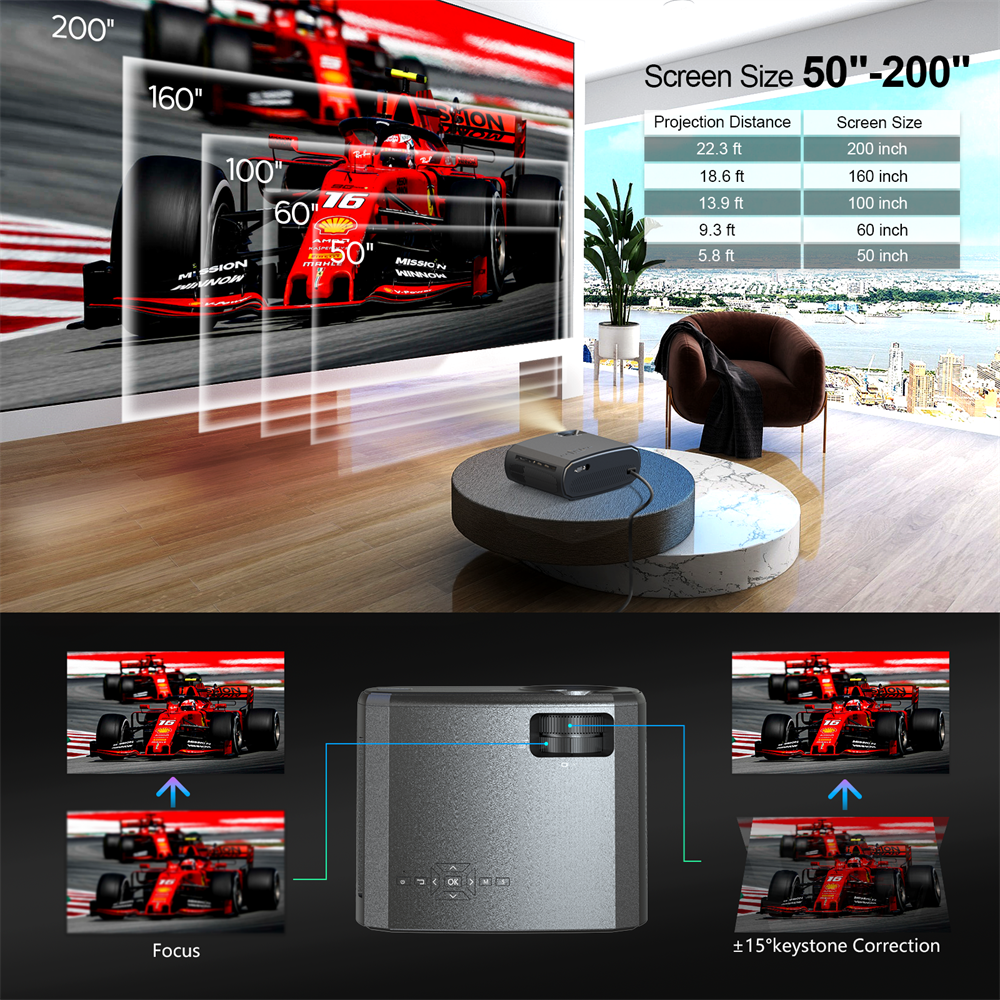Projetor Wewach Portátil Bluetooth Wifi HD 1080p Modelo V50