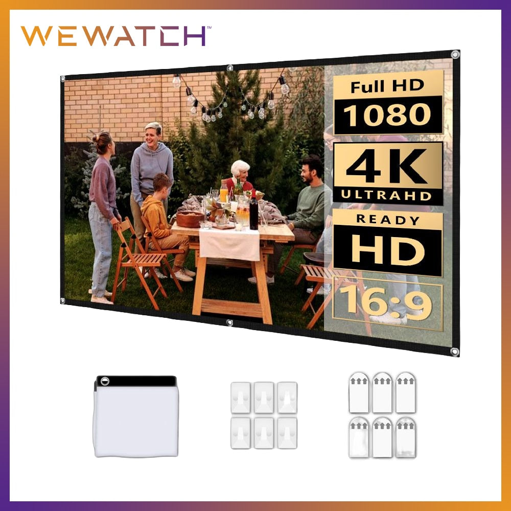 Tela para Projetor Wewatch Portátil e Dobrável 16:9 Full HD 4k