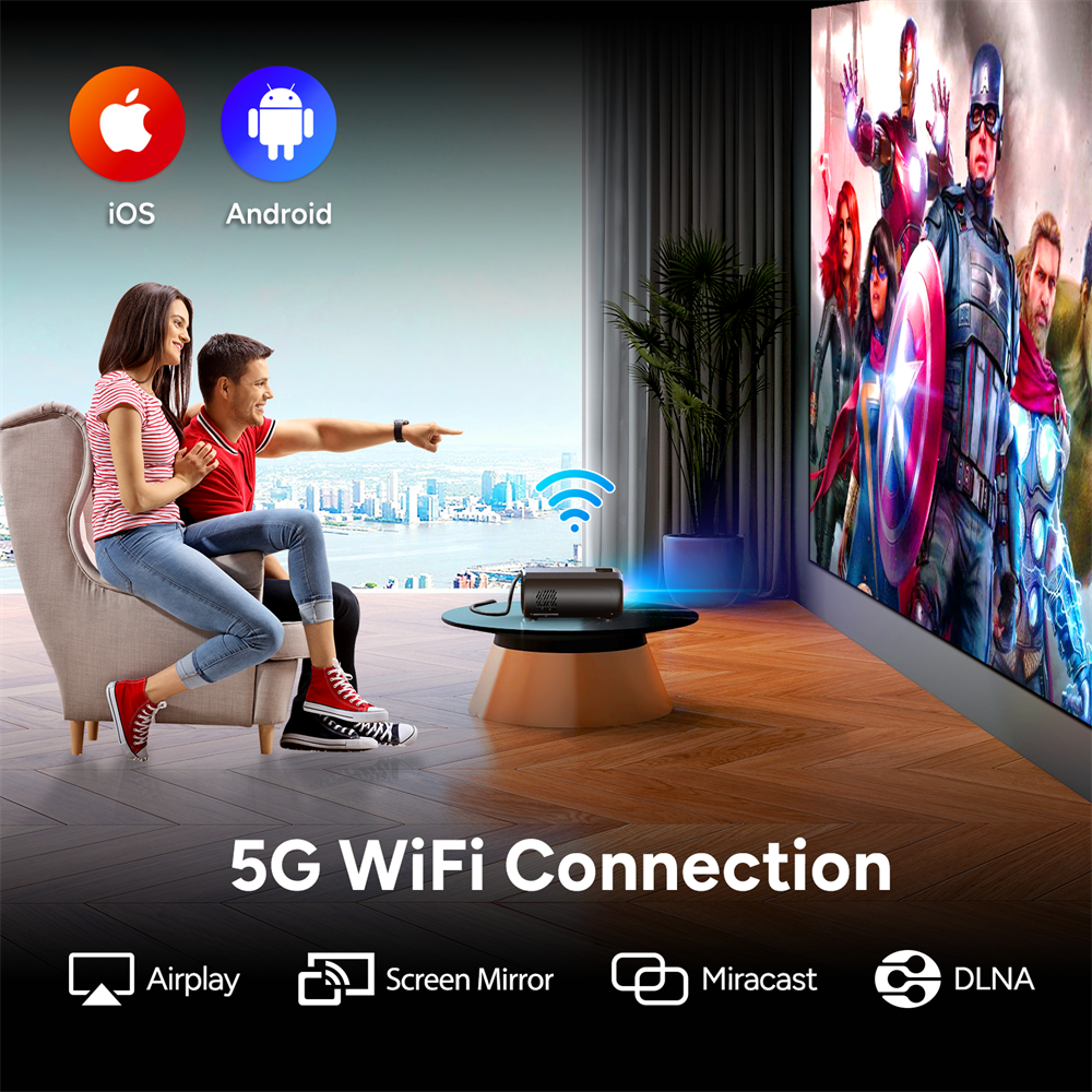 Projetor Wewach Portátil Bluetooth Wifi HD 1080p Modelo V50