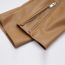 Jaqueta Casual de Couro Sintético Feminina