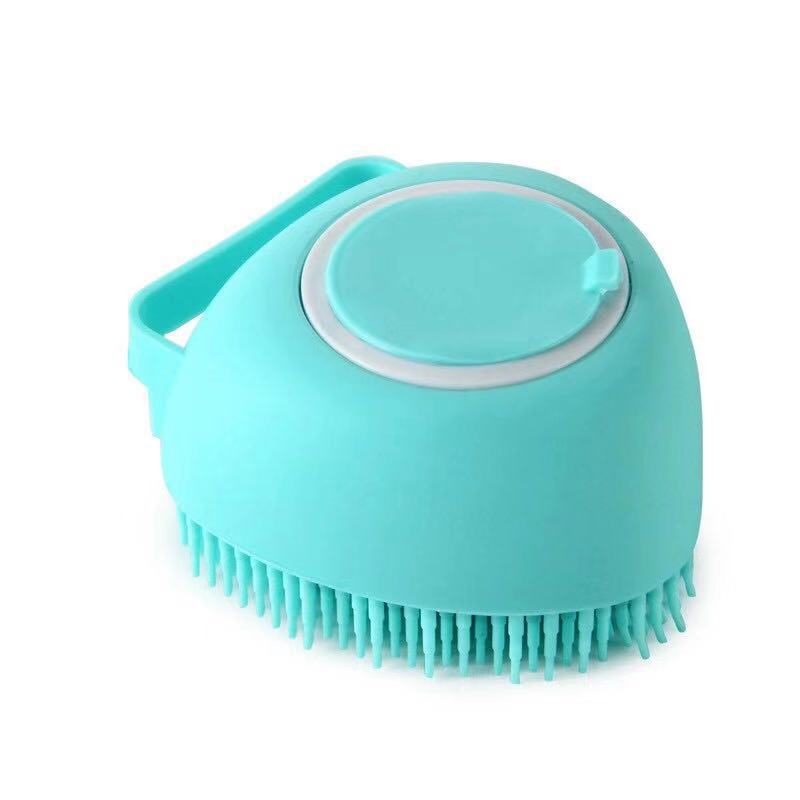 Escova de Silicone com Porta Shampoo para Pet