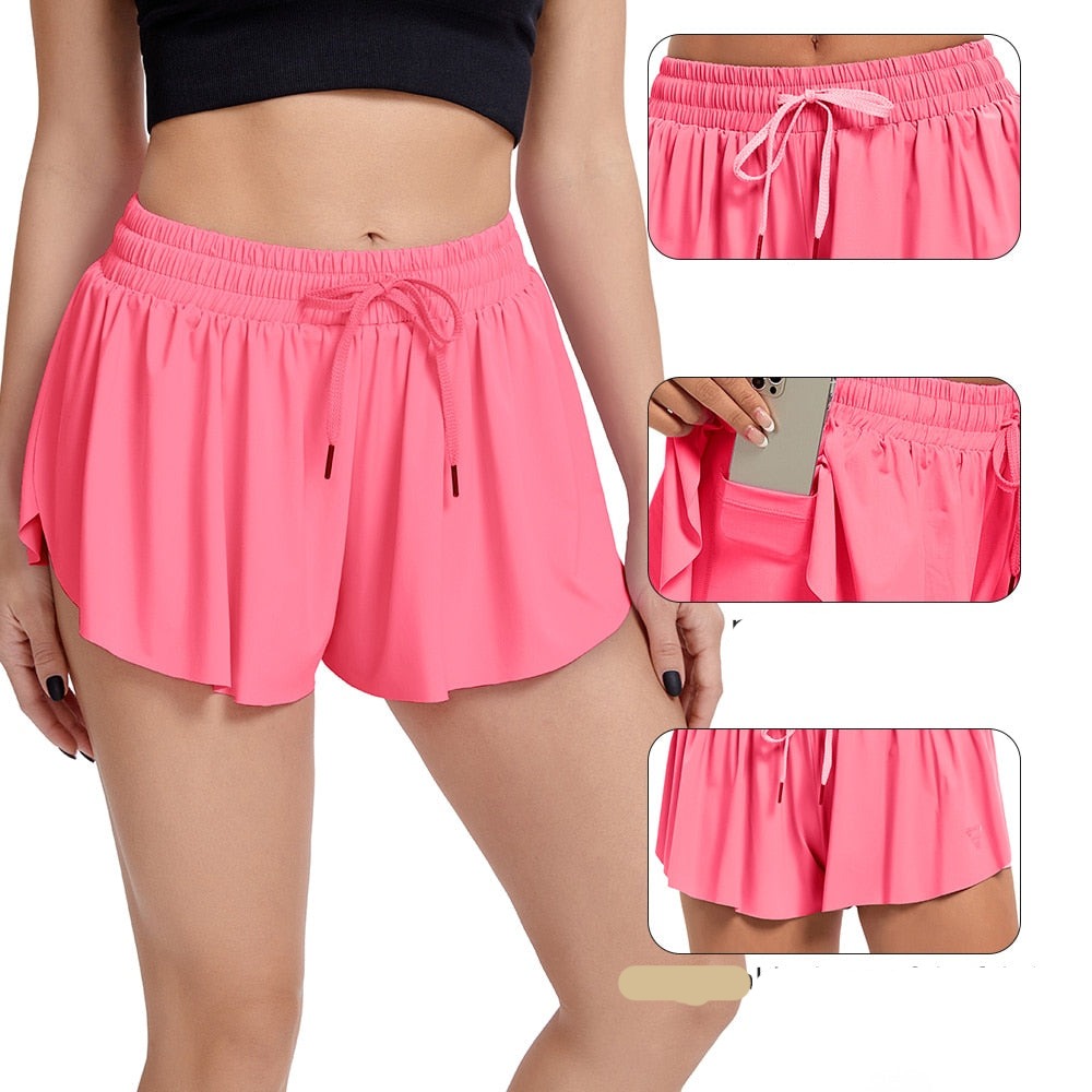 Short Feminino Esportivo Fitness com Bolso Interno