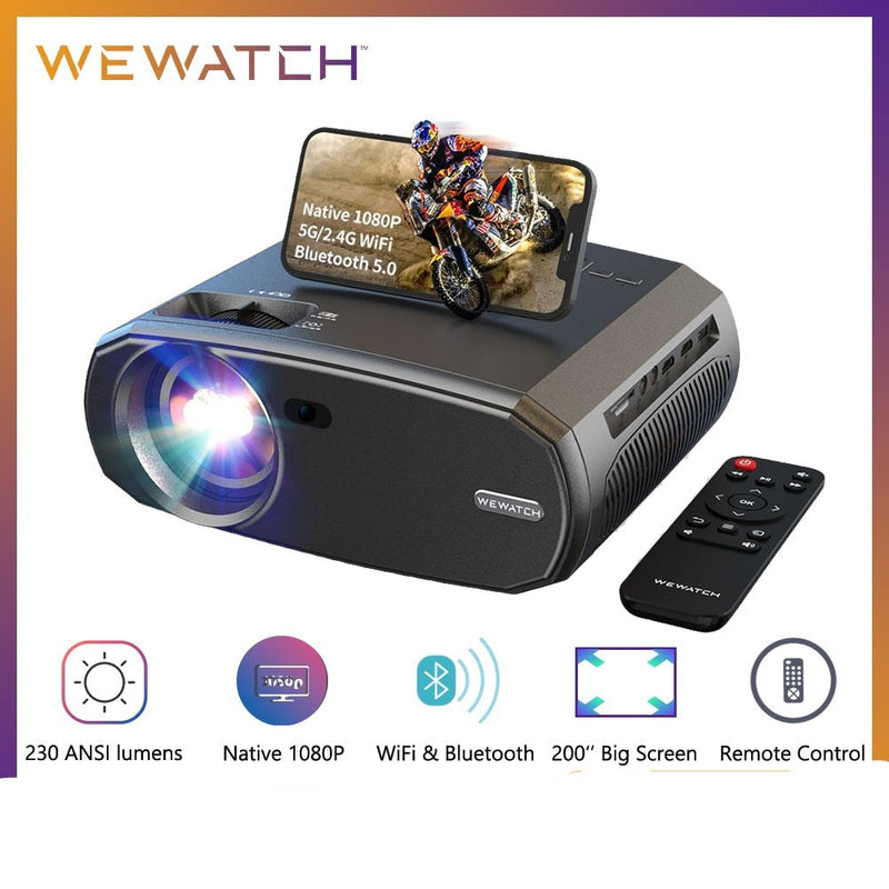 Projetor Wewach Portátil Bluetooth Wifi HD 1080p Modelo V50