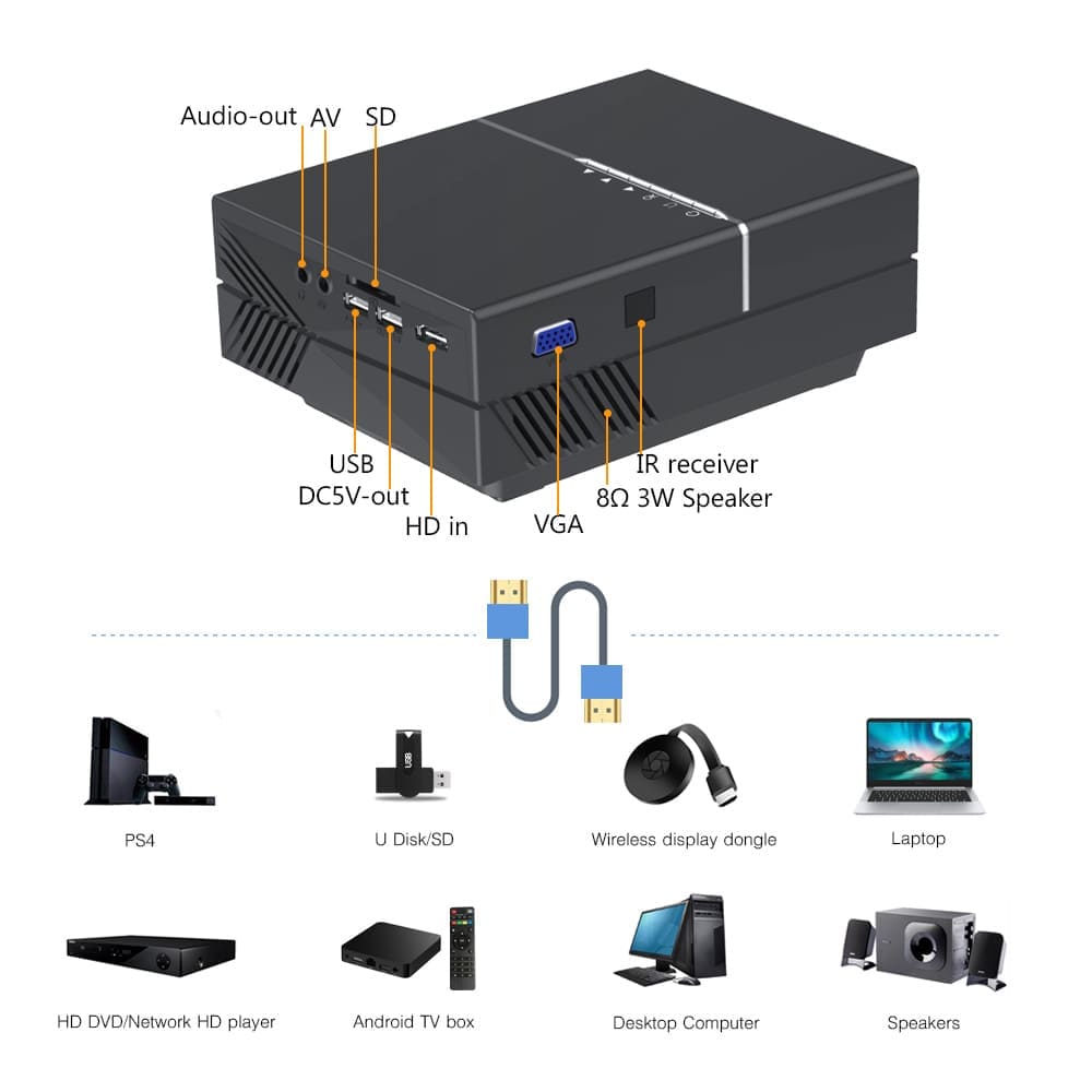 Mini Projetor Digital Byintek SKY K8 1080P 150 Polegadas LED 3D 4K