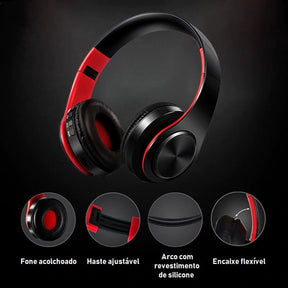 Fone de Ouvido Bluetooth Sem Fio Micro SD Equalizador FM