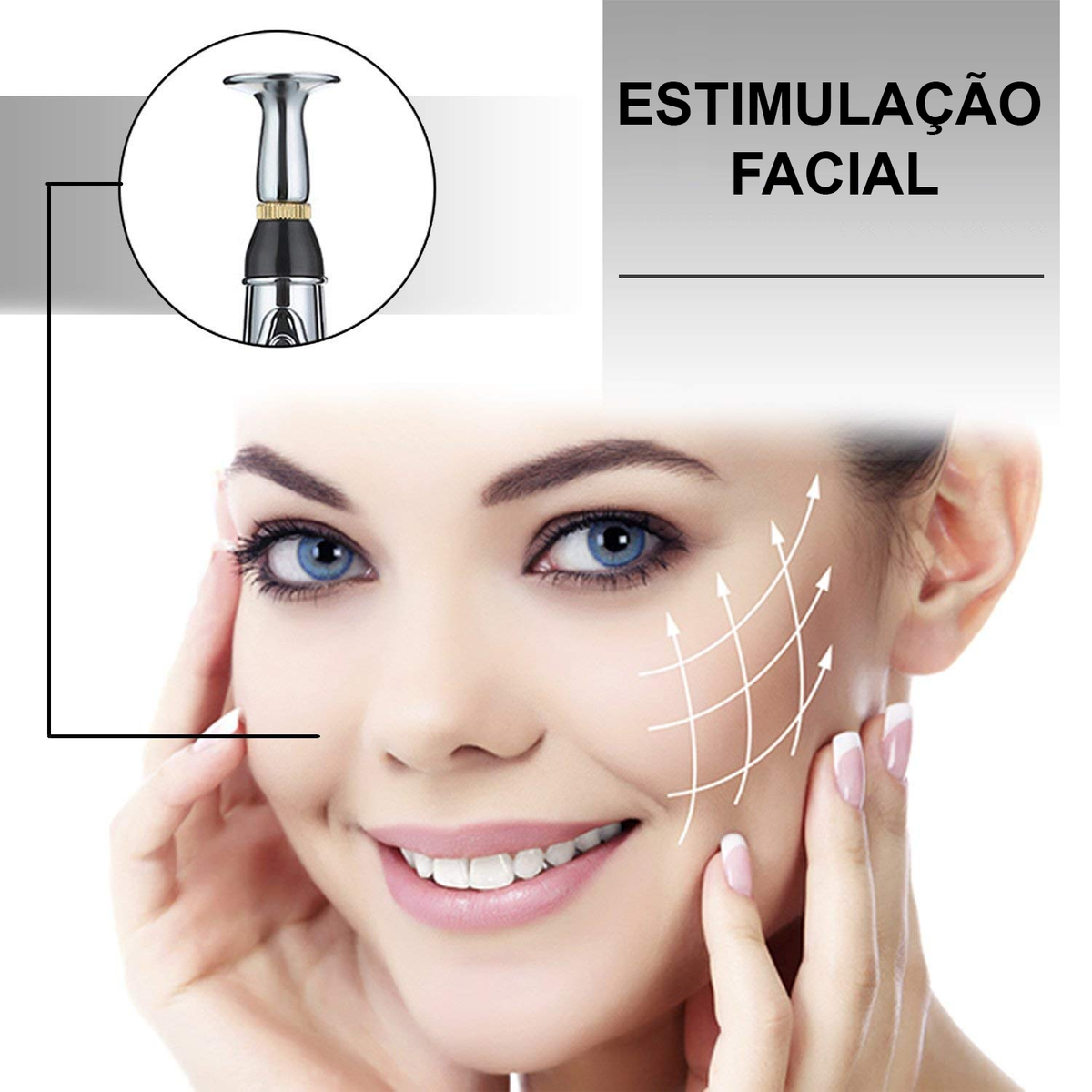 Estimulação facial com a Caneta Eletrônica Total Relax