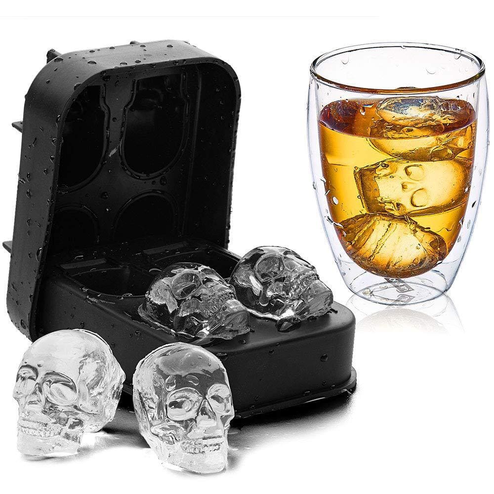 Molde de Silicone para Gelo Kit de Formas Caveira 3D White Skull