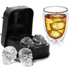 Molde de Silicone para Gelo Kit de Formas Caveira 3D White Skull